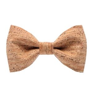 Mens Natural Wooden Pre-Tied Bow Tie Pinstripe